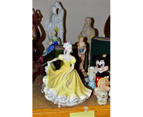 THREE WINTER TALES SNOW BABIES, TWO BOXED, A ROYAL WORCESTER BULLFINCH, FOUR ROYAL DOULTON FIGURINES including Penny, Jane, W
