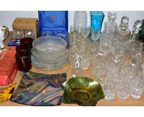 A QUANTITY OF CUT CRYSTAL AND OTHER GLASSWARES, approximately sixty pieces to include a boxed pair of Thomas Webb brandy glas