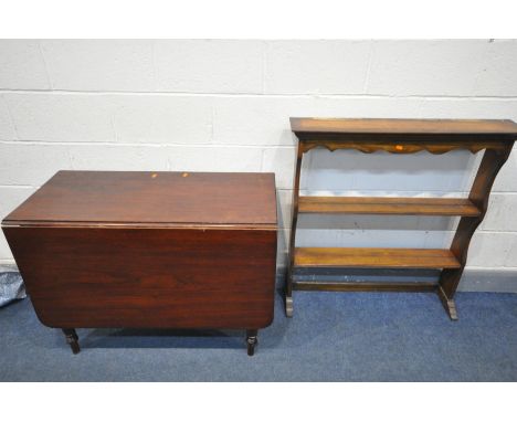 A VICTORIAN MAHOGANY GATE LEG TABLE (repaired leg) and a dresser top (2)