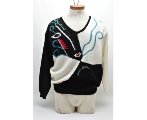 A ZANDRA RHODES 'MAGIC HEAD' JUMPER FROM THE 1987 SPRING / SUMMER VENETION PALAZZO COLLECTION, machine knit with applied diam