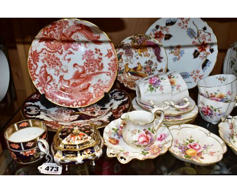 A COLLECTION OF ASSORTED ROYAL CROWN DERBY TEA WARES, ETC, various patterns, including an Imari coffee cup, chipped and crack