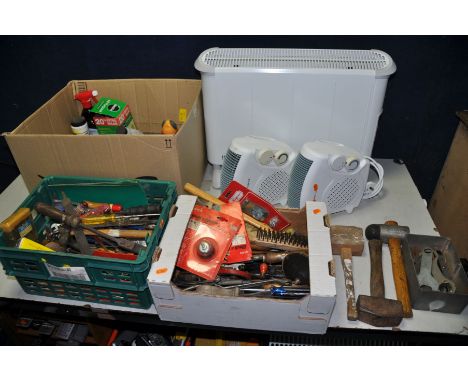 TWO BOXES CONTAINING A SELECTION OF VINTAGE HAND TOOLS, to include drill bits, hammers, pliers, files, etc, a box containing 