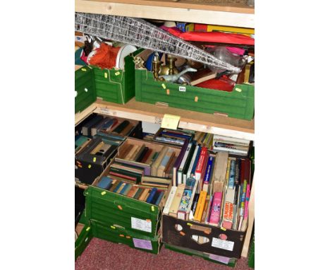NINE BOXES CONTAINING APPROX 450 BOOKS OF  A WIDE RANGE  OF INTERESTS, some Enid Blyton and other children's fiction, poetry 