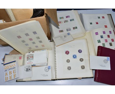 BOX OF STAMPS IN FOUR ALBUMS AND LOOSE on album pages we note Germany Reich period mint collection, GB 1960s collection inc 2