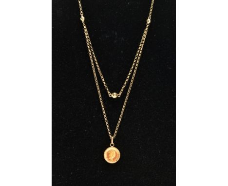 AN 18CT GOLD CHAIN NECKLACE, a fine trace chain, fitted with an additional part chain to appear as a double chain, decorated 