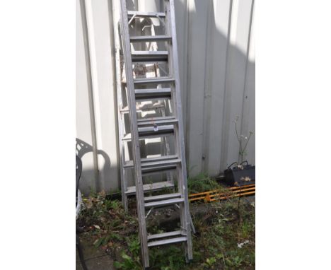 AN ALUMINIUM DOUBLE EXTENTION LADDER, and two aluminium step ladders (3)
