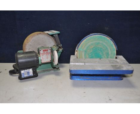 A PICADOR FIG-119 10in bench mounted disk sander along with a Multico Pro-Mex TWG-250 viking disc grinder (both PAT pass and 