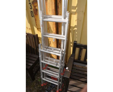 A CLIMA ALUMINIUM DOUBLE EXTENTION LADDER, three other aluminium ladder extensions, etc (6)