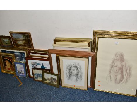 A QUANTITY OF DECORATIVE PICTURES, to include Gordon King open editions of female figures, G Tarantino nude figure studies, v