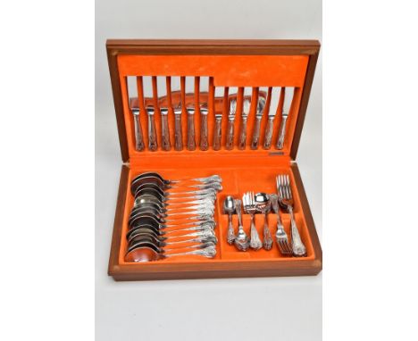 AN INCOMPLETE SIX PIECE CANTEEN SET, signed 'H.Housley &amp; Sons Ltd. Sheffield England,' with fitted orange lined case, wit