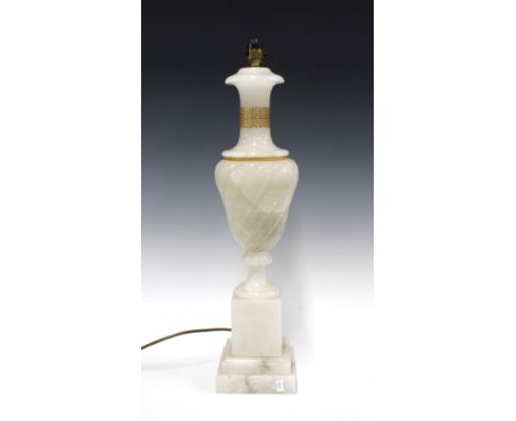 An alabaster and gilt metal mounted table lamp, 58cm