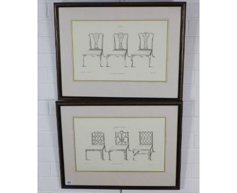Two framed prints of Chippendale chairs, 58 x 45cm including frames (2)