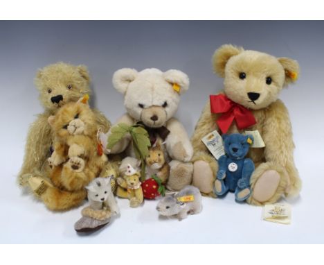 Steiff Classic blonde mohair teddy bear, 42cm together with a small Steiff 'Petsy' teddy bear, approx 30cm seated, a collecti