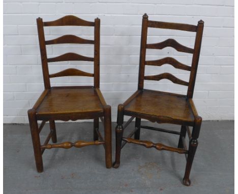 Two elm ladder back chairs, larger 49 x 93cm (2)