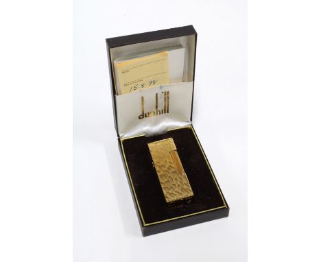 Vintage Dunhill Rollagas Rulerlite gold plated lighter with box 