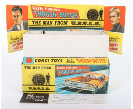 Corgi Toys 497 The Man From Uncle Gun Firing “Thrush Buster” Oldsmobile, Scarce spun wheels version, metallic blue body, meta