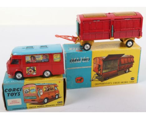 Corgi Toys 426 Chipperfields Circus Mobile Booking Office, red body, light blue roof, scarce shaped spun wheel hubs, in very 