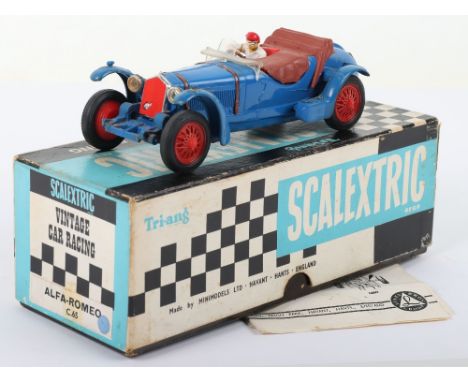 Boxed Scalextric C/65 Vintage Car Racing Alfa Romeo (1933), blue plastic body, racing no.6, in good used condition, box is go