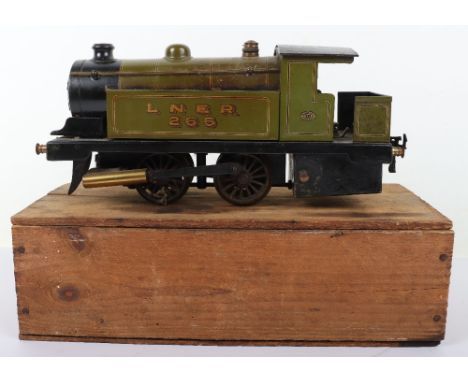 Bowman 0 gauge live steam large scale 0-4-0 LNER Tank engine No.265, model  in green lined livery, with wooden box, engine in