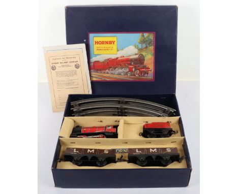 Boxed Hornby 0 Gauge Goods Train Set M1, plus Meccano boxed sets 2 and 3, with catalogues, boxed Meccano Magic motor, all in 