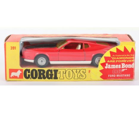 Corgi Toys 391 James Bond 007 Ford Mustang  ‘As featured in the film ‘Diamonds are Forever’ red body, black bonnet, white int