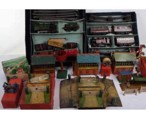 Hornby 0 gauge train sets and track side Buildings and accessories, No.101 Tank Passenger set LMS 2270 engine, fair condition