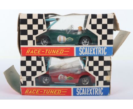 Two Vintage boxed  C78 AC Cobra Sports Scalextric Cars, red body, RN.66, small part of windscreen missing, replacement in pac