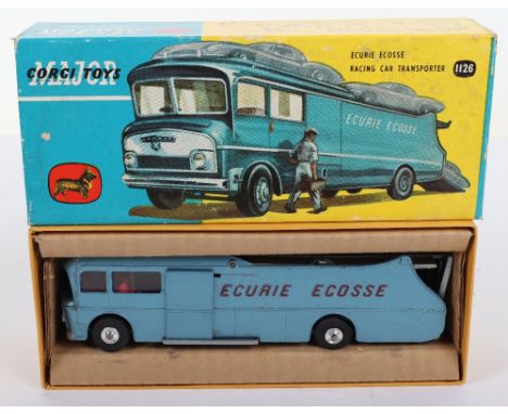 Corgi Major Toys 1126 Ecurie Ecosse Racing Car Transporter, metallic light blue/silver body, red lettering, red interior, spu