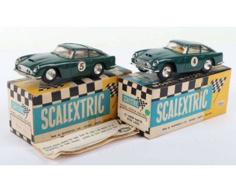 Two Vintage Boxed Scalextric Aston Martin D.B.4 GT slot cars C68 Aston Martin without lights, green body, with leaflet and As