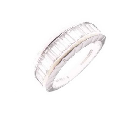 Fifteen stone diamond 18ct white gold half hoop ring, the baguette cut diamonds totalling approximately 0.7 carats estimated,