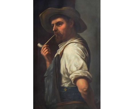 Nora Chaese, (19th Century) - Oil on canvas - Portrait of a man smoking a clay pipe, signed and dated 1884 lower left, 68cm x