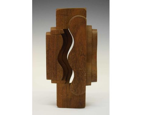 Brian Willsher (1930-2010) - Carved teak sculpture - Untitled abstract, 1971, signed and dated in pencil and pen to the base,