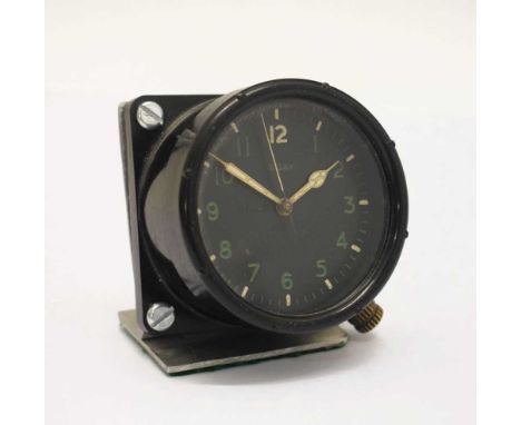 World War II R.A.F. MK2D 8 day Bakelite cased cockpit clock, having a black dial with luminous filled hands, 12 and 5 second 