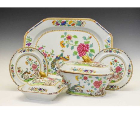 Extensive early 19th Century Spode Stone China dinner service, printed, painted and gilded in the ‘Peacock’ pattern, number 2