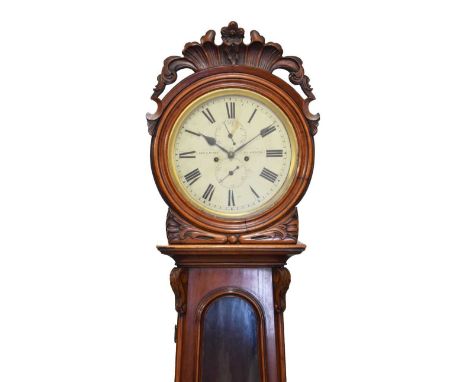 Victorian Scottish mahogany-cased 8-day painted dial longcase clock, the 13-inch circular Roman dial signed 'Dan'l C. McKay G