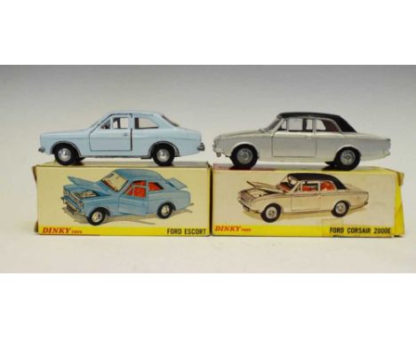 Dinky Toys - Two boxed diecast model vehicles comprising; 168 'Ford Escort' and 169 'Ford Corsair 2000E' (2)