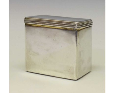 19th Century Russian silver box, of hinged rectangular form with gilt interior, sponsor MP, 84 Zolotniks mark, St. Petersburg