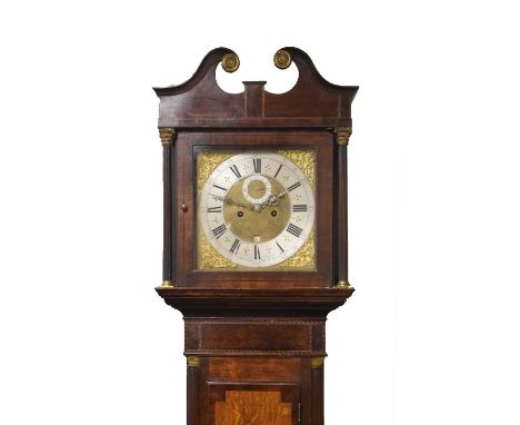 Early 18th Century 8-day brass dial longcase clock movement, William Williamson, London, the 12-inch square dial having a sil