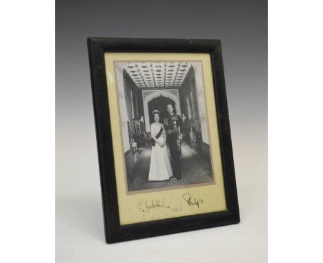H.M. the late Queen Elizabeth II and H.R.H. the late Duke of Edinburgh - Signed 1983 presentation monochrome portrait photogr