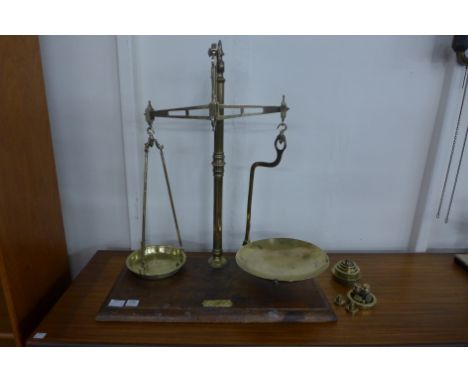 A set of Victorian brass and mahogany scales