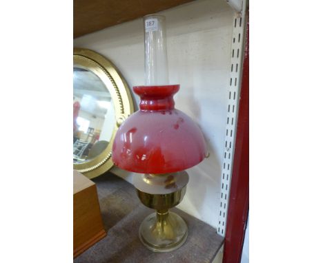 A brass oil lamp