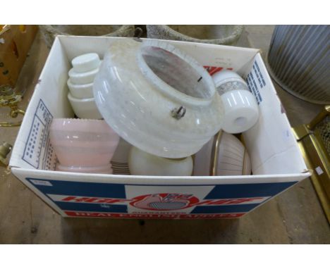 Assorted vintage glass light shades