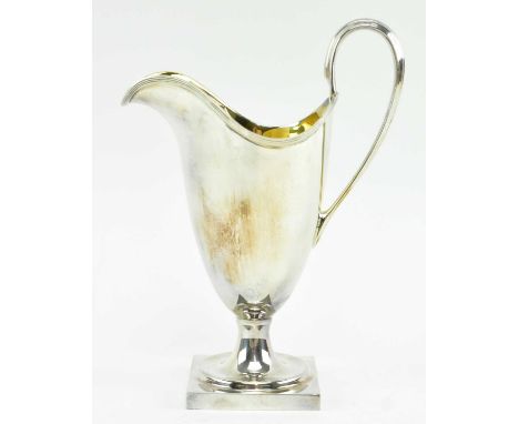 A vintage hallmarked silver pitcher jug with a square base. Hallmarked year 1974 London, sponsors mark C S R Ltd. Weight 145g