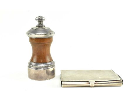 A 20th century 1990 halllmarked silver engine-turned design cigarette case / card holder. Hallmarked year 1990 London, sponso