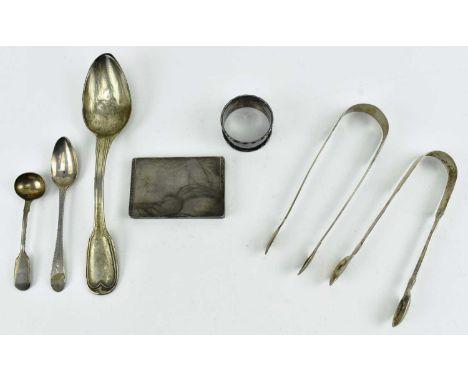 A collection of seven pieces of hallmarked silver pieces. The lot to include a hallmarked silver cigarette case, hallmarked y