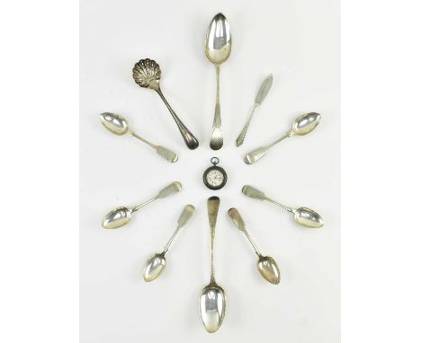 A collection of various George III &amp; Victorian silver items. The lot to include two George III silver table spoons, hallm