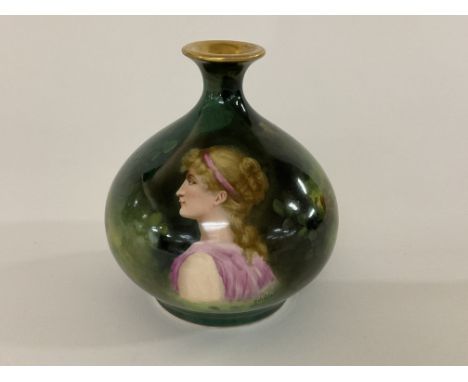 A Royal Bonn vase by Schafer with a portrait of Esmeralda. (Good condition).