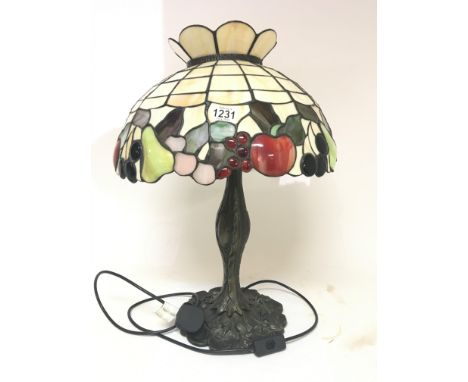 A Tiffany lead-light reproduction table lamp.