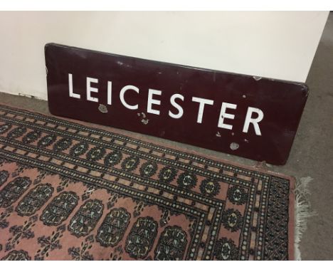 A Enamel Railway sign Leicester 100 cm x 30 cm