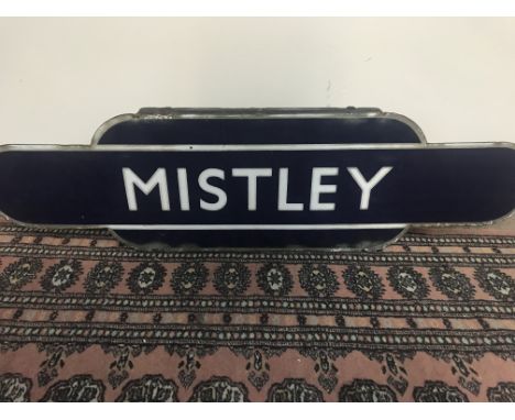 A enamel railway sign Mistley 90 cm x 25 cm .